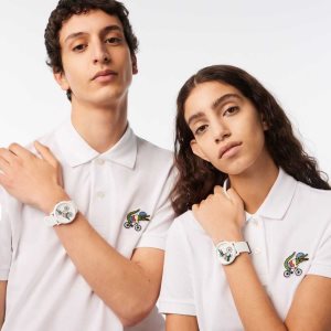 Lacoste 12.12 x Netflix Sex Education 3 Hands Silicone Watch White | ZSTD-20691