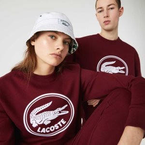 Lacoste 3D Logo Organic Cotton Fleece Sweatshirt Bordeaux | OFKY-57948