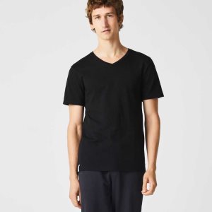 Lacoste 3-Pack of Plain T-Shirts Black | UFRV-72614
