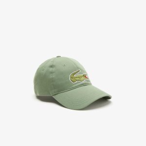 Lacoste Adjustable Organic Cotton Twill Cap Khaki Green | UXKH-08236