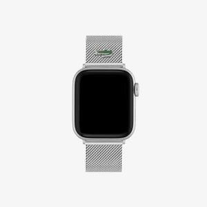 Lacoste Apple Watch Strap Stainless Steel Mesh Silver | JDBU-58391