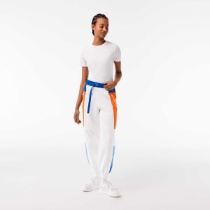 Lacoste Badge Colorblock Trackpants White / Blue / Orange / Blue | BGMD-02917