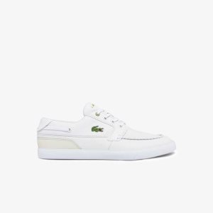 Lacoste Bayliss Deck Leather Boat Shoes Wht/Off Wht | WIOF-81267