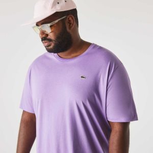 Lacoste Big Fit Crew Neck Cotton Jersey T-Shirt Purple | DPKU-75421