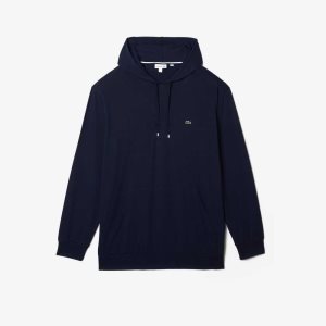 Lacoste Big Fit Hooded T-Shirt Navy Blue | EVNH-23419