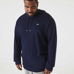 Lacoste Big Fit Hooded T-Shirt Navy Blue | LWJX-05461
