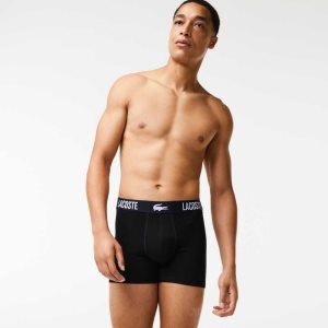 Lacoste Branded Contrast Crocodile Boxer Brief 3-Pack Black / Red / White | XZQW-52867