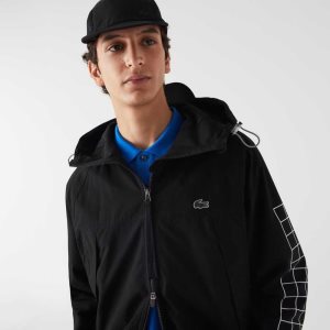 Lacoste Branded Twill Jacket Black | WXKN-58432