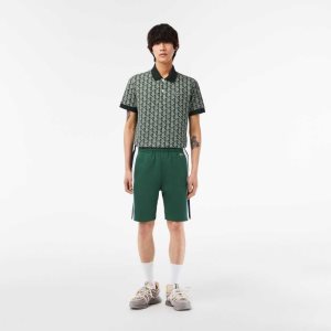 Lacoste Brushed Fleece Colorblock Shorts Green / Navy Blue / White | KACH-23958