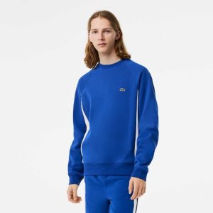 Lacoste Brushed Fleece Colorblock Sweatshirt Blue / Navy Blue / White | MRIE-32869