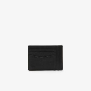 Lacoste Chantaco Calfskin Leather Card Holder Black | RBGL-14507