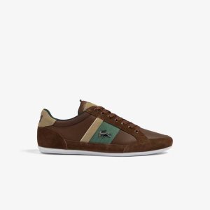 Lacoste Chaymon Leather Sneakers Dk Brw/Dk Grn | ERJB-05386