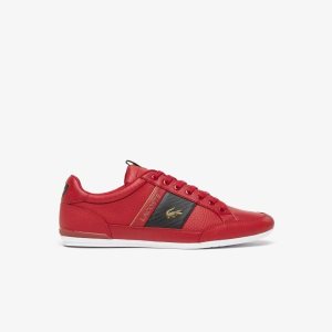 Lacoste Chaymon Leather and Carbon Fiber Sneakers Red/Blk | GTEW-76254