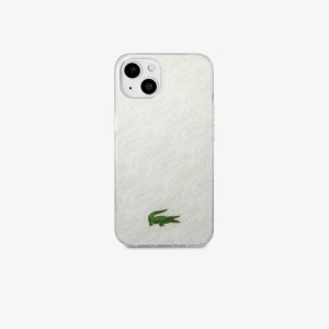 Lacoste Checkerboard Print iPhone 14 Plus Case White | JQBZ-01625