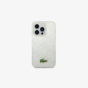 Lacoste Checkerboard Print iPhone 14 Pro Case White | EBVD-28173