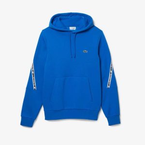 Lacoste Classic Fit Printed Bands Hooded Sweatshirt Blue | CDUO-80673