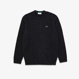 Lacoste Classic Fit Wool Cable Knit Sweater Grey | HMFK-87106