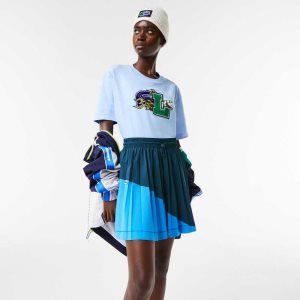 Lacoste Color-Block Nylon Pleated Skirt Blue | LGZN-35798
