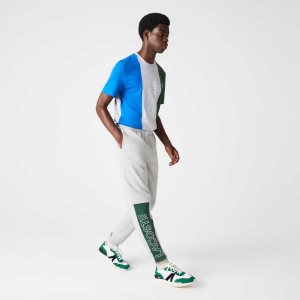 Lacoste Colorblock Cotton Fleece Blend Jogging Pants Grey Chine / Blue / Green | ILBA-86527