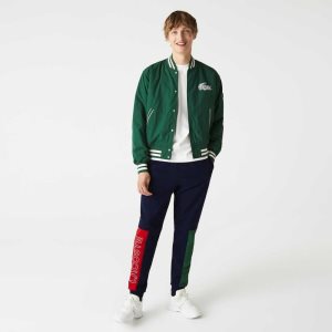 Lacoste Colorblock Cotton Fleece Blend Jogging Pants Navy Blue / Green / Red | YSBI-56371