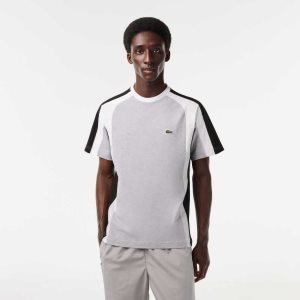 Lacoste Colorblock Cotton Jersey T-Shirt Grey Chine / Black / White | OPGI-95047
