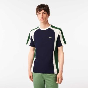 Lacoste Colorblock Cotton Jersey T-Shirt Navy Blue / Green / White | UQTN-67203