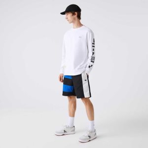 Lacoste Colorblock Patchwork Effect Shorts Black / Blue / White | XVIS-53094