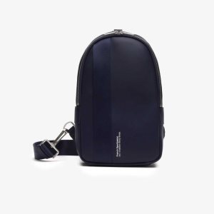 Lacoste Compact Split Calfskin Leather Bag Peacoat | GOQY-80321