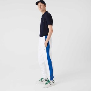 Lacoste Contrast Bands Trackpants White / Blue | YZTA-15786