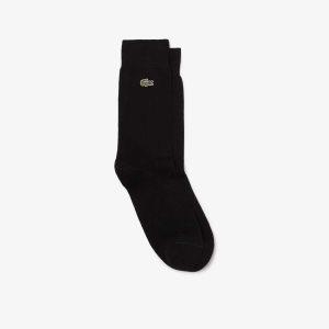 Lacoste Cotton Blend High-Cut Socks Black | LVEO-59762