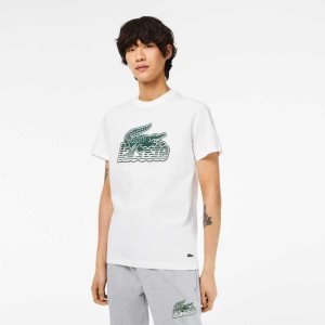 Lacoste Cotton Jersey Print T-Shirt White | GTXN-34078
