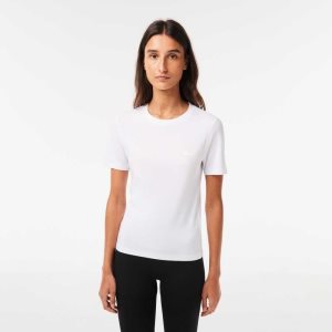 Lacoste Crew Neck Cotton Blend T-Shirt White | PZXF-61985