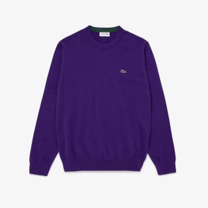 Lacoste Crew Neck Cotton Sweater Purple | UARJ-62394