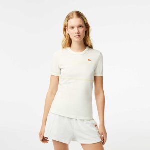 Lacoste Crew Neck French Made Organic Cotton Pique T-Shirt White | BJFA-03419