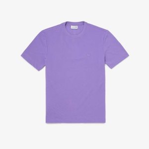 Lacoste Crew Neck Organic Cotton Pique Blend T-Shirt Purple | GNCP-49862