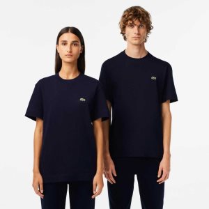 Lacoste Crew Neck Organic Cotton T-Shirt Navy Blue | WSYD-43725