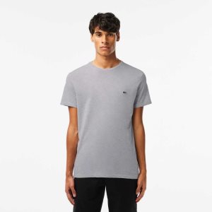 Lacoste Crew Neck Pima Cotton Jersey T-Shirt Grey Chine | LQAF-61094