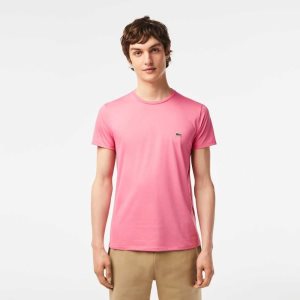Lacoste Crew Neck Pima Cotton Jersey T-Shirt Pink | OJHD-38490