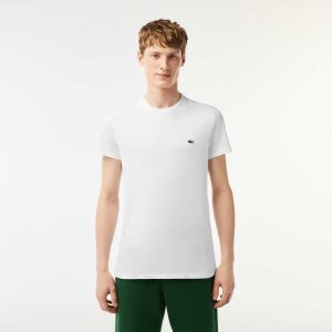 Lacoste Crew Neck Pima Cotton Jersey T-Shirt White | PHYK-78620