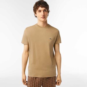 Lacoste Crew Neck Pima Cotton Jersey T-Shirt Beige | SEDB-35912