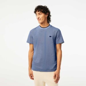 Lacoste Crew Neck Premium Cotton T-Shirt Blue / Navy Blue / White | FWKA-75391