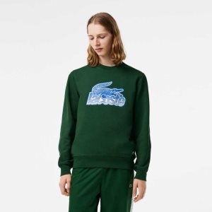 Lacoste Crew Neck Unbrushed Fleece Sweatshirt Green | QPOX-65729