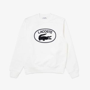 Lacoste Crocodile Logo Sweatshirt White | ZKXM-28564