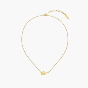 Lacoste Crocodile Necklace Gold | LZOH-23897