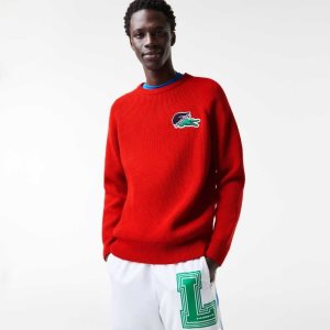 Lacoste Crocodile Sweater Red | FOHX-04128