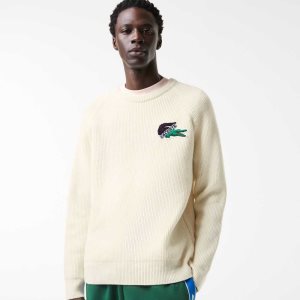 Lacoste Crocodile Sweater White | IGNL-94512