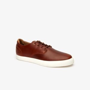 Lacoste Esparre Club Leather Trainers Brw/Off Wht | YJZC-76910