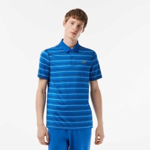 Lacoste Golf Recycled Polyester Stripe Polo Blue / Navy Blue / White / Blue | EVHB-91870