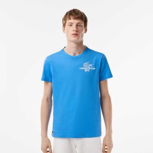 Lacoste Golf Regular Fit Organic Cotton T-Shirt Blue | FKJO-98371