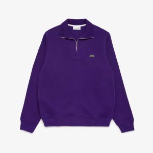 Lacoste Half Zip Cotton Sweatshirt Purple | IDGV-87203
